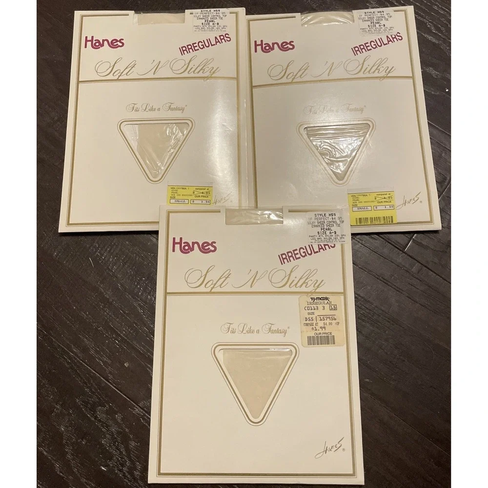 Hanes Size A-B Pantyhose Pearl Soft N Silky Control Top Vintage Lot of 3 NEW